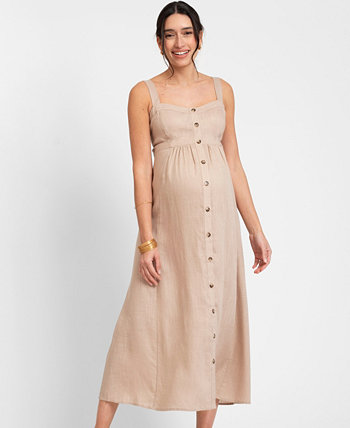 Women's Linen-Blend Button-Front Midi Dress Seraphine