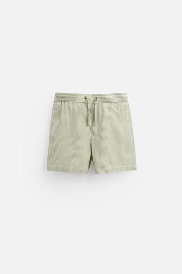 STRIPED SEERSUCKER REGULAR SWIM SHORTS Zara