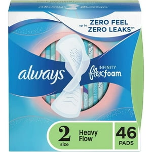 Always Infinity Feminine Pads for Women, Size 2 Regular, with wings, unscented, 46 Count Visit the Always Store