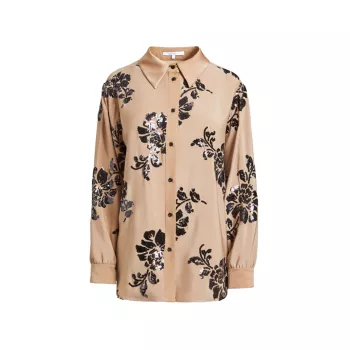 Рубашка на пуговицах с пайетками и цветочным принтом Santorelli