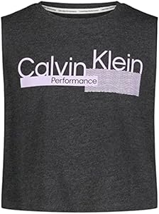 Calvin Klein Girls' Performance Tank Top, Sleeveless & Crew-Neck Neckline, Logo Detailing Calvin Klein