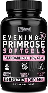 Evening Primrose Oil Capsules (Капсулы) (150 Liquid Softgels (Жидкие мягкие капсулы) | 1300mg) Premium Evening Primrose Oil – Natural-Sourced Hormone Support Supplement for Women - Cold Pressed w. 10% GLA Zeal Naturals