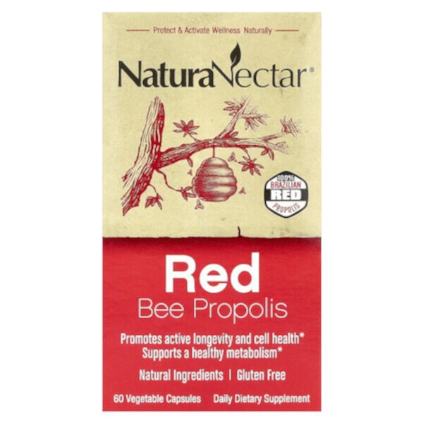 Red Bee Propolis, 60 Vegetable Capsules (Растительные капсулы) NaturaNectar