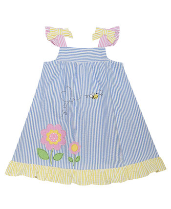 Toddler Girls Multi-Color Stripe A-line Sundress Blueberi Boulevard
