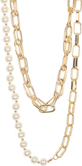 Ожерелье с искусственным жемчугом и воротником-цепочкой Loren Olivia
