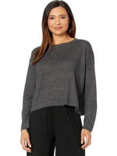 Organic Linen Delave Round Neck Pullover Eileen Fisher