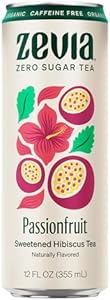 ZEVIA Organic Caffeine Free Sweetened Hibiscus Passionfruit Tea, 12 FZ Zevia