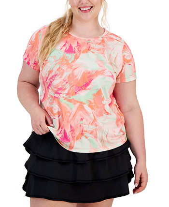 Plus Size Scratched Paint Mesh Knit Active Top, Created for Macy's ID Ideology