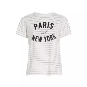 Melangé Stripe Paris New York T-Shirt Cinq a Sept