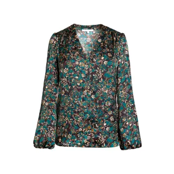 Блуза с цветочным принтом и объемными рукавами Santorelli