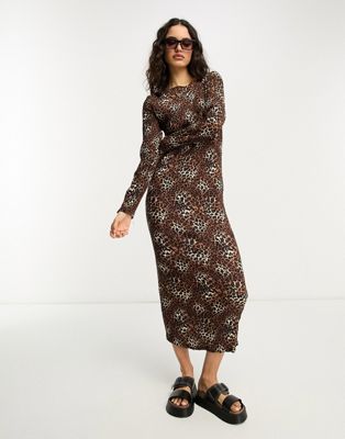 Плиссированное приталенное платье миди с леопардовым принтом Urban Threads Urban Threads
