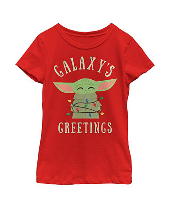 Girl's Star Wars The Mandalorian Christmas The Child Greetings  Child T-Shirt Disney Lucasfilm