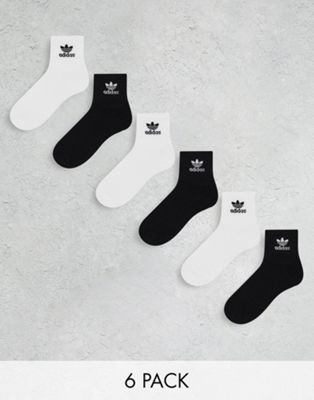 Набор из 6 пар черных и белых носков adidas Originals в четверть четверти Adidas