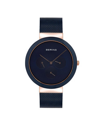 Мужские многофункциональные синие часы с браслетом из нержавеющей стали 40 мм Bering
