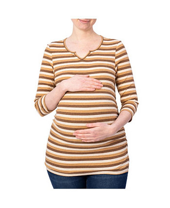 3/4 Sleeve Stripe Maternity Top Indigo Poppy