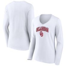 Women's Fanatics Branded White Oklahoma Sooners Evergreen Campus Long Sleeve V-Neck T-Shirt Fanatics
