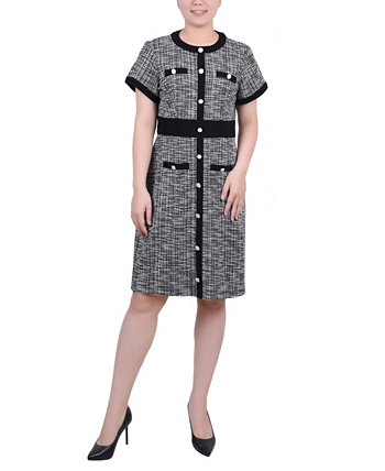 Женское твидовое платье с коротким рукавом NY Collection