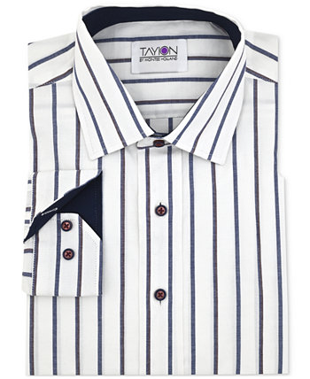 Men's Slim-Fit Stripe-Placket Dress Shirt Tayion Collection