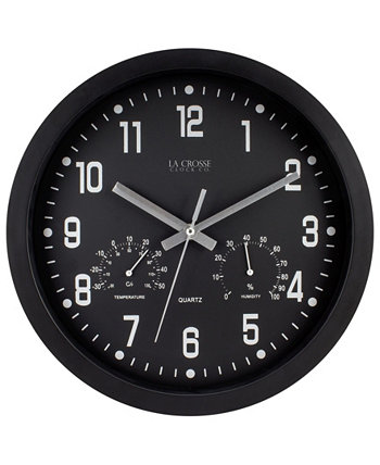 Часы La Crosse 404-2631 12-дюймовые настенные аналоговые часы для дома с функцией измерения температуры и влажности La Crosse Technology