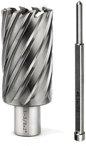 OSCARBIDE 1-3/8"x2"Annular Cutter,1-3/8 inch Cutting Diameter,2 inch Depth of Cut,3/4 inch Weldon Shank,2 Flat Mag Drill Bit with Pilot Pin for Magnetic Drill Press,1 Piece Oscarbide