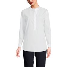 Women's Lands' End No Iron Long Sleeve Banded Collar Popover Shirt Lands' End