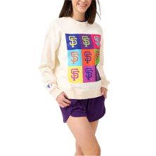 Women's Terez Cream San Francisco Giants Classic Oversized Pullover Sweatshirt TEREZ