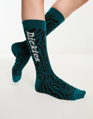 Бирюзовые и черные носки Dickies clackamas с зебровым принтом Dickies