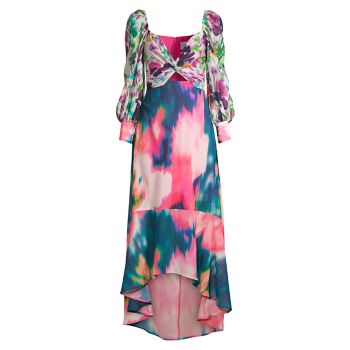 Watercolor Print Knotted Maxi Dress ONE33 SOCIAL
