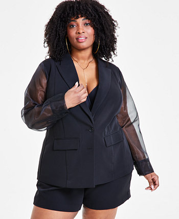 Trendy Plus Size Organza-Sleeve Blazer Nina Parker