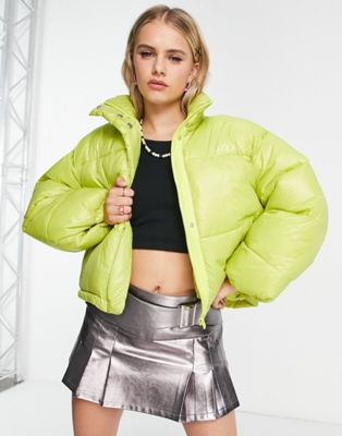 Светло-зеленая стеганая дутая куртка с высоким воротником JJXX JJXX
