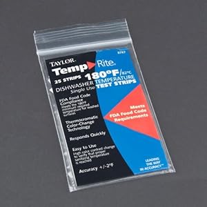 Taylor Precision TempRite 180° F Dishwasher Temp Strip - Pack = 25 Taylor