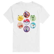 Big & Tall Pokemon Sparkle Badge Portraits Graphic Tee Licensed Character