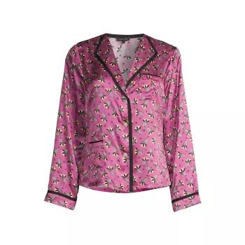 Атласная рубашка на пуговицах с цветочным принтом Mimi Morgan Lane