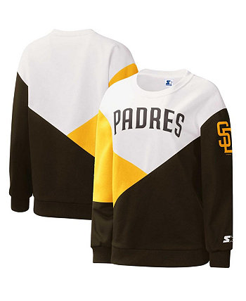 Женский белый, коричневый свитшот с открытыми плечами San Diego Padres Starter