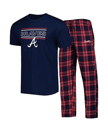 Мужской темно-синий, красный комплект для сна из футболки и брюк Atlanta Braves Badge Concepts Sport