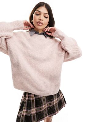 Розовый пушистый свитер с круглым вырезом ASOS DESIGN ASOS DESIGN