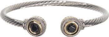 Meshmerize 18K позолоченный браслет из нержавеющей стали с черным топазом и витым кабелем Meshmerise