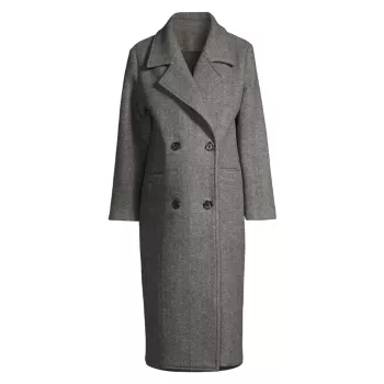 Шерстяное двубортное пальто для беременных Amanda с узором «елочка» Emilia George
