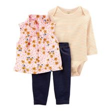 Комплект боди и штанов Baby Girl Carter из 3 предметов с цветочным рисунком Carter's
