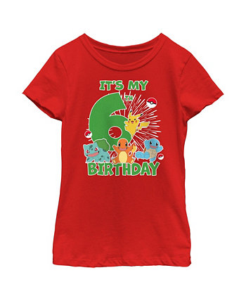 Girl's Pokemon It's My 6th Birthday Starters  Child T-Shirt Nintendo