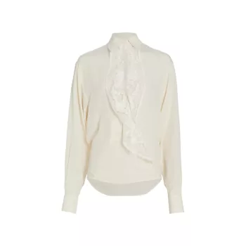 Шелковая блузка с кружевной отделкой Victoria Beckham