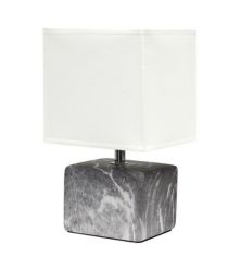 Керамическая настольная лампа Simple Designs Petite Marbled с тканевым абажуром - черный с белым абажуром Simple Designs