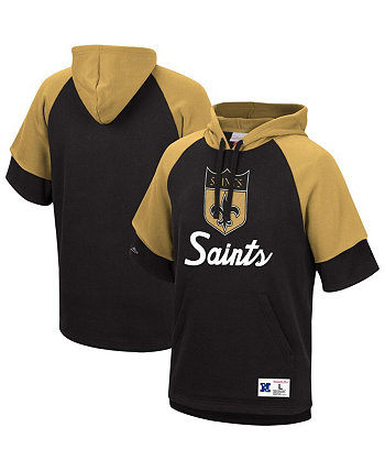 Мужская черная толстовка с капюшоном New Orleans Saints Home Advantage реглан с коротким рукавом Mitchell & Ness
