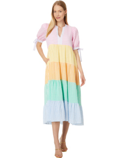 Платье макси с цветными блоками и завязками-бабочками English Factory