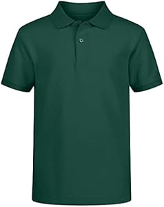 IZOD boys School Uniform Short Sleeve Polo Shirt, Button Closure, Comfortable & Soft Pique Fabric Izod