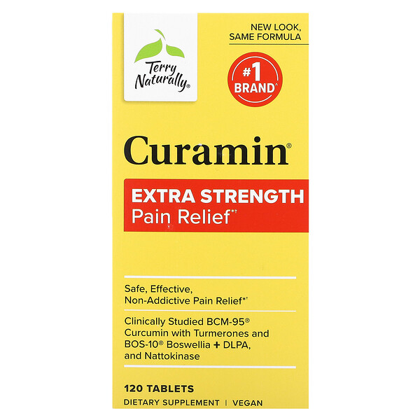 Curamin, Pain Relief, дополнительная сила, 120 таблеток Terry Naturally