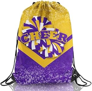 Cheer Drawstring Backpack Cheerleading Drawstring Gym Bag Cheerleader Gifts for Cheerleader (Black&Gold,1 Pcs) Batorkpl