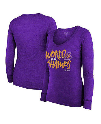 Женская футболка Threads Purple Los Angeles Lakers 2020 NBA Finals Champions Scoop Neck с длинным рукавом Majestic