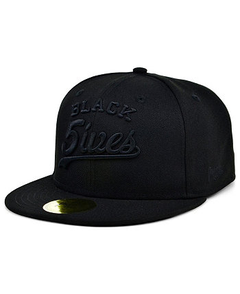 Men's Black Black Fives Fitted Hat Physical Culture