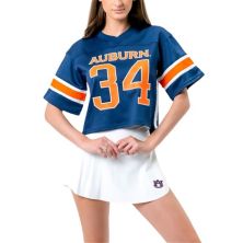 Women's Established & Co. Navy Auburn Tigers Fashion Boxy Cropped Football Jersey Established & Co